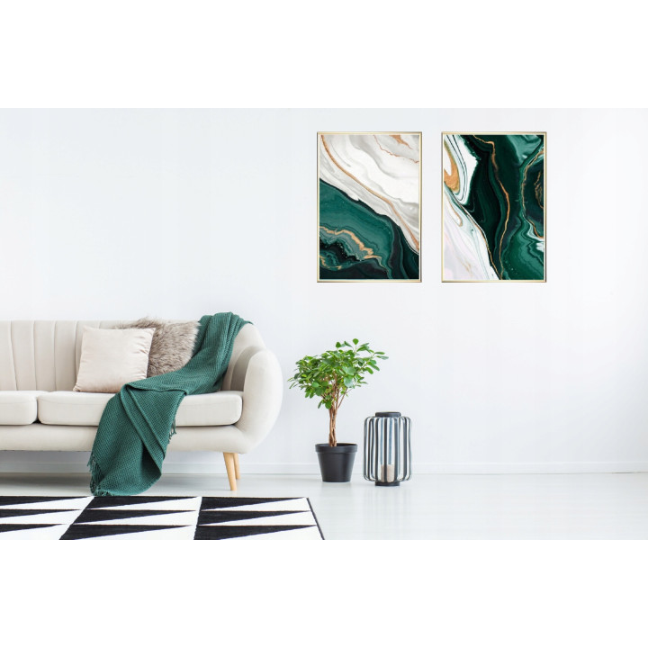 KOMPLET 2 PLAKATY AKWARELE 50X70 LUSTRZANE ZŁOTO [31M1]