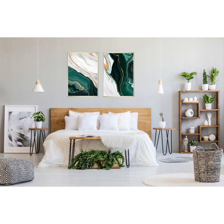 KOMPLET 2 PLAKATY AKWARELE 50X70 LUSTRZANE ZŁOTO [31M1]