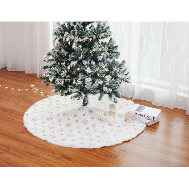 OUTLET! MATA POD CHOINKĘ DYWANIK BIAŁY GWIAZDKI 90CM [31DK-OUTLET]