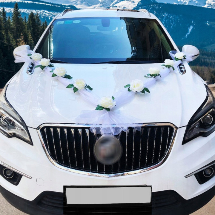 DEKORACJA ŚLUBNA DO SAMOCHODU NA ŚLUB AUTO OZDOBY [WP-DS1-BI]