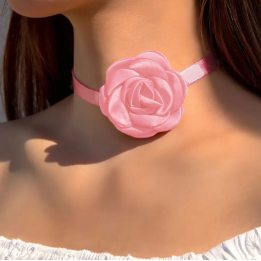 NASZYJNIK CHOKER RÓŻOWY NA WIECZÓR PANIEŃSKI [WP-CHK1-ROZ]