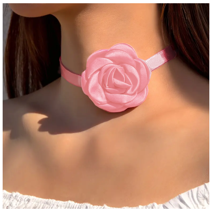 NASZYJNIK CHOKER RÓŻOWY NA WIECZÓR PANIEŃSKI [WP-CHK1-ROZ]