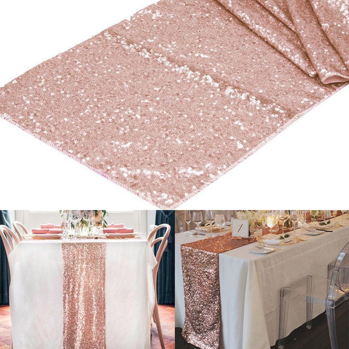 BIEŻNIK CEKINOWY ROSE GOLD WIECZÓR PANIEŃSKI [24G]