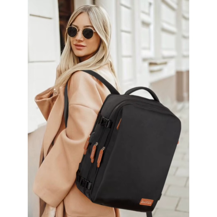 PLECAK DO SAMOLOTU TURYSTYCZNY RAYANAIR 45x20x30 CZARNY Z TORBĄ NA BUTY [PLECAK105]