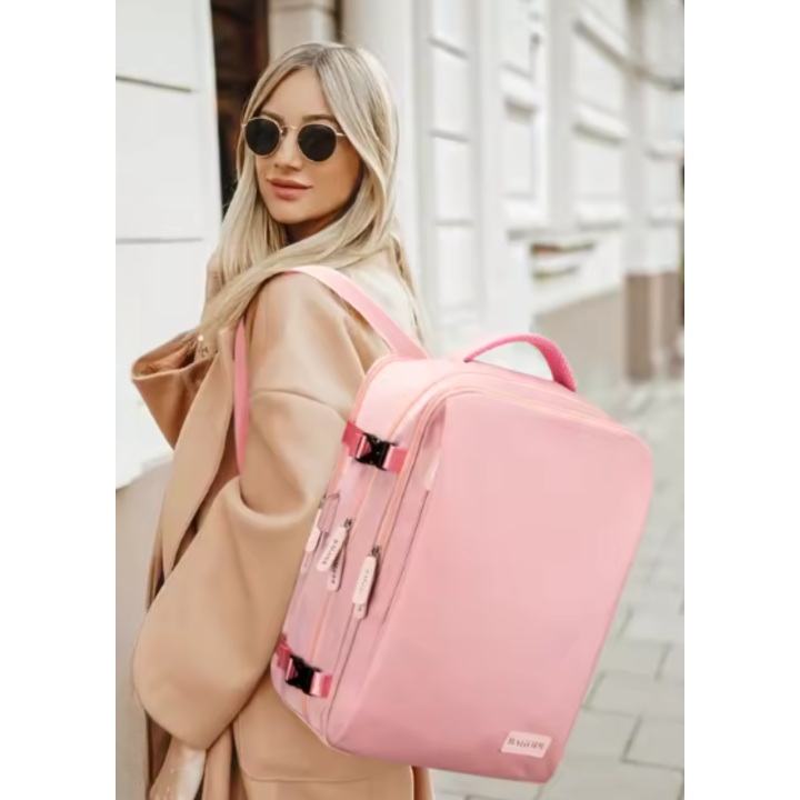 PLECAK DO SAMOLOTU TURYSTYCZNY RAYANAIR 45x20x30 RÓŻOWY Z TORBĄ NA BUTY [PLECAK106]
