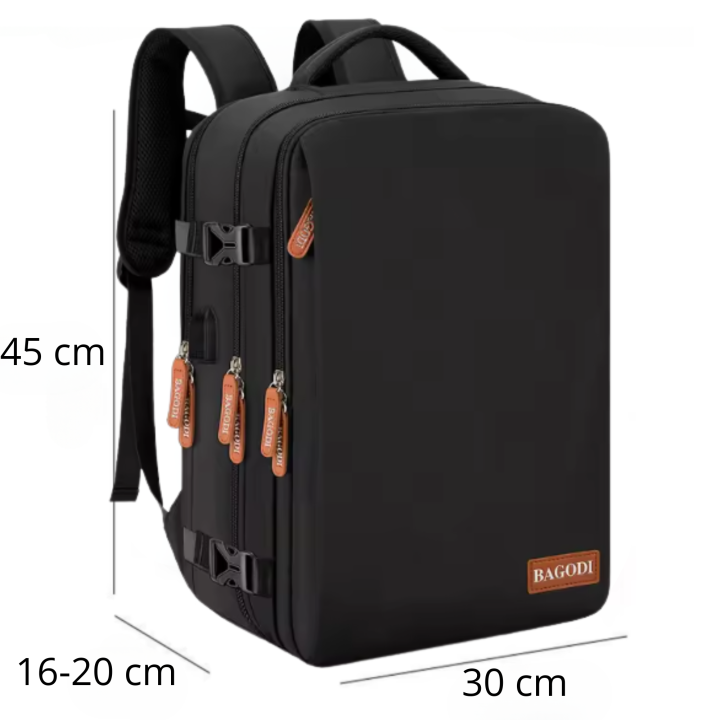 PLECAK DO SAMOLOTU TURYSTYCZNY RAYANAIR 45x20x30 CZARNY Z TORBĄ NA BUTY [PLECAK105]