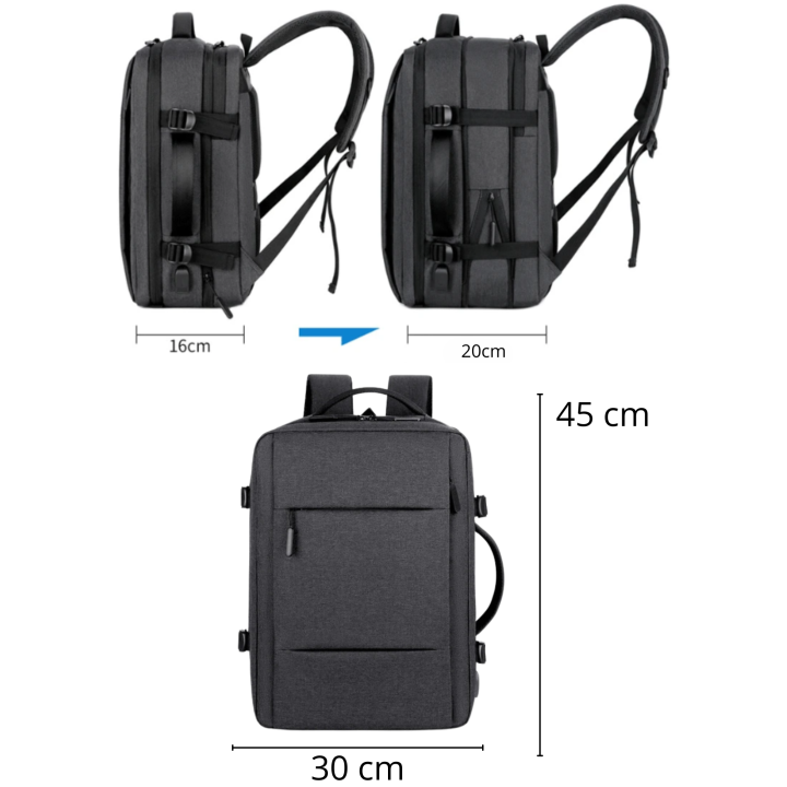 OUTLET! PLECAK PODRÓŻNY DO SAMOLOTU BAGAŻ TURYSTYCZNY PODRĘCZNY USB [PL-SZ-7-OUTLET]
